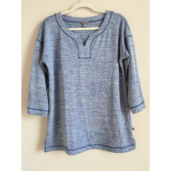 T by Talbots Womens Petites Split Neck Blue Sweater Top 3/4 Sleeves Soft Size MP - Picture 9 of 9